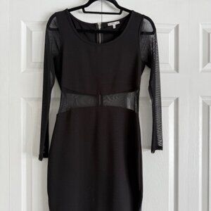Charlotte Russe Long Sleeve Bodycon Dress w/ Mesh Inserts Black Size L